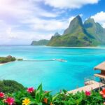 Vibrant Polynesian islands with lush landscapes and clear waters.