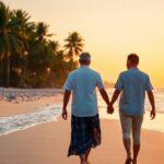 Couple enjoying a tropical beach sunset with Discovery Pass.